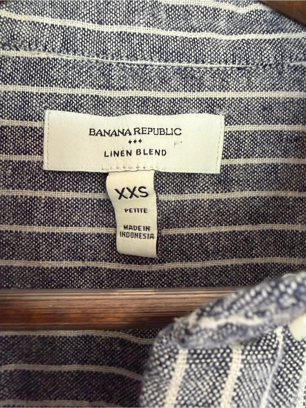 Banana Republic Linen Blend Vertical Stripe Button-Down Long Shirt Size XXS